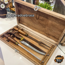 Conjunto Faca Chaira e Garfo Artesanal 8 Polegada com Estojo